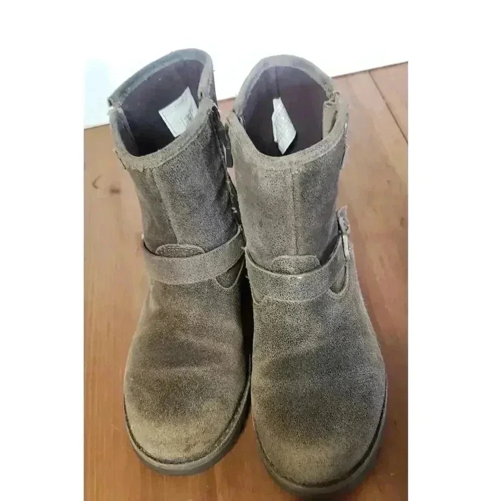 Ugg Harwell Bomber‎ suede buckle boots womens size 5 brown